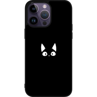 iPhone 15 Pro Max Case Hülle - Silikon schwarz Funny cat on black