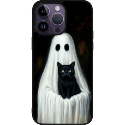 iPhone 15 Pro Max Case Hülle - Silikon schwarz Halloween 2025 Ghost with black cat