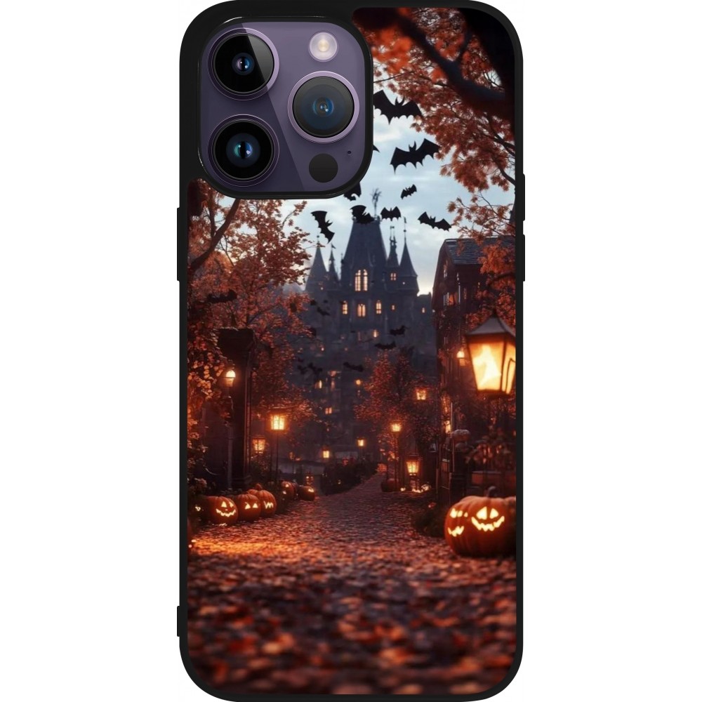 iPhone 15 Pro Max Case Hülle - Silikon schwarz Halloween 2025 Haunted house
