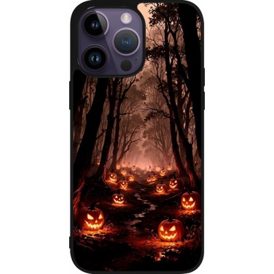 iPhone 15 Pro Max Case Hülle - Silikon schwarz Halloween 2025 Road of Terrifying Pumpkins