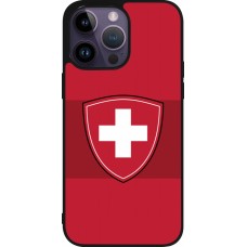 Coque iPhone 15 Pro Max - Silicone rigide noir Hockey World Championship Ecusson Suisse