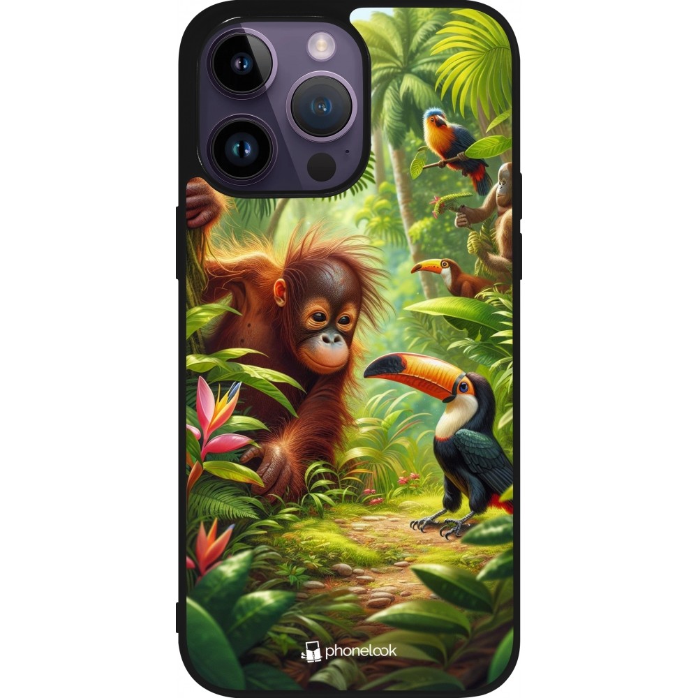 iPhone 15 Pro Max Case Hülle - Silikon schwarz Tropischer Dschungel Tayrona