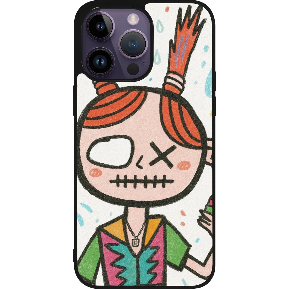 iPhone 15 Pro Max Case Hülle - Silikon schwarz Little Girl Sketch