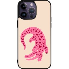 Coque iPhone 15 Pro Max - Silicone rigide noir Pink crocodile 2026