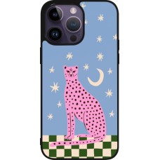 Coque iPhone 15 Pro Max - Silicone rigide noir Pink leopard with stars 2026