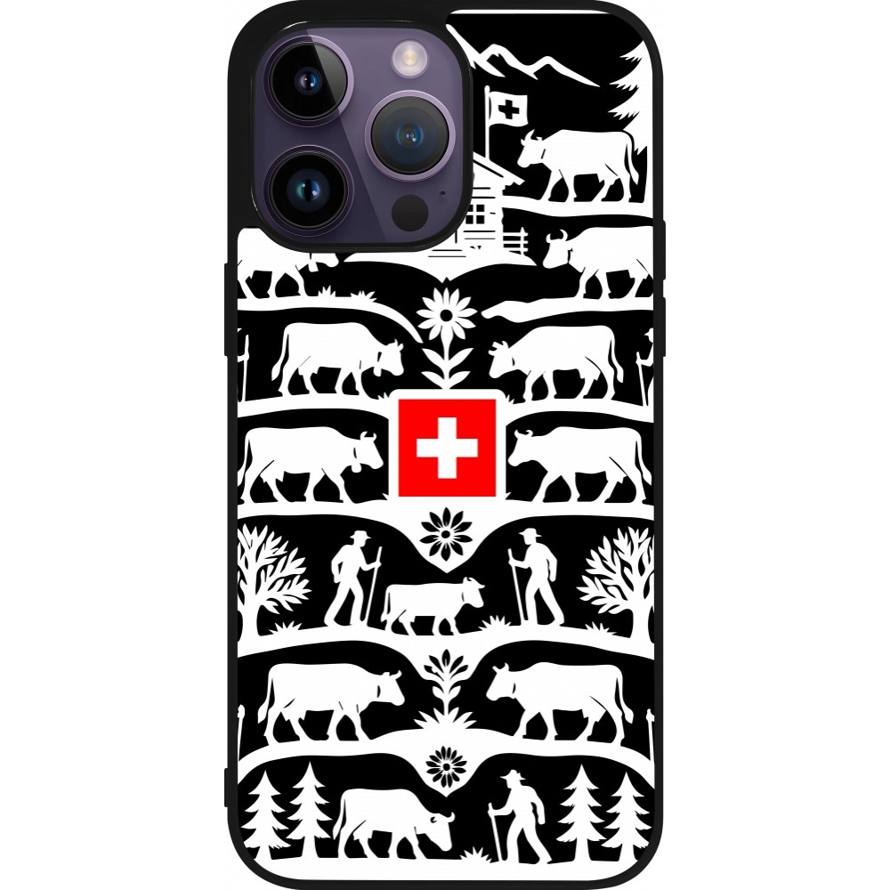 Coque iPhone 15 Pro Max - Silicone rigide noir Poya Suisse 3 noir