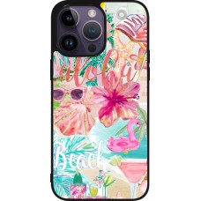 iPhone 15 Pro Max Case Hülle - Silikon schwarz Preppy Collage Aloha