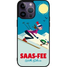 iPhone 15 Pro Max Case Hülle - Silikon schwarz Saas-Fee Ski Downhill