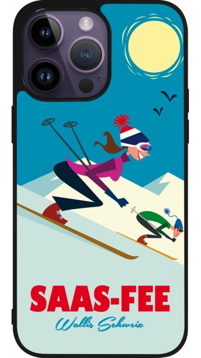 iPhone 15 Pro Max Case Hülle - Silikon schwarz Saas-Fee Ski Downhill