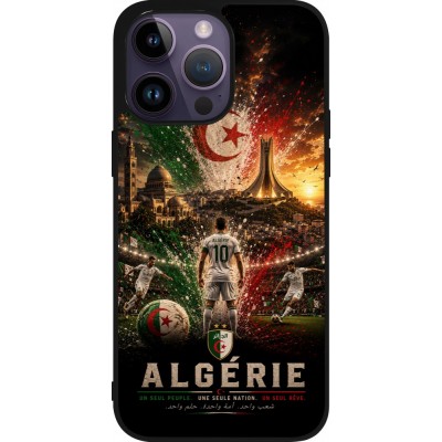 Coque iPhone 15 Pro Max - Silicone rigide noir Football Algérie splash 2026