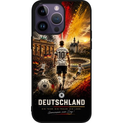 Coque iPhone 15 Pro Max - Silicone rigide noir Football Allemagne splash 2026