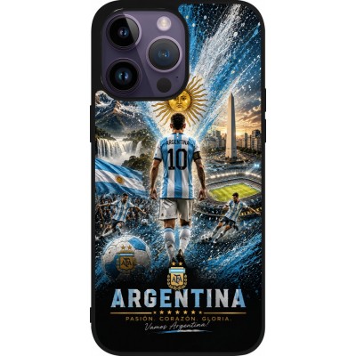 iPhone 15 Pro Max Case Hülle - Silikon schwarz Fussball Argentinien splash 2026
