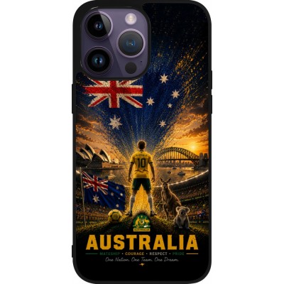 Coque iPhone 15 Pro Max - Silicone rigide noir Football Australie splash 2026