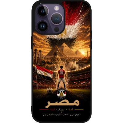 Coque iPhone 15 Pro Max - Silicone rigide noir Football Égypte splash 2026