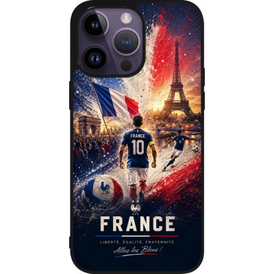Coque iPhone 15 Pro Max - Silicone rigide noir Football France splash 2026