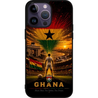 Coque iPhone 15 Pro Max - Silicone rigide noir Football Ghana splash 2026