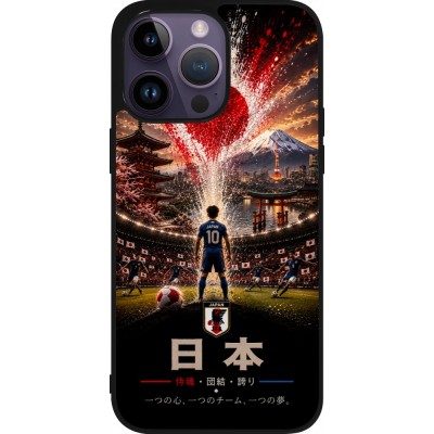 Coque iPhone 15 Pro Max - Silicone rigide noir Football Japon splash 2026