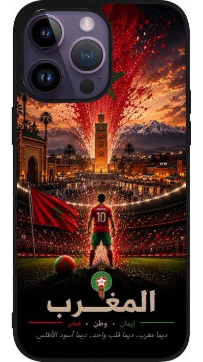 iPhone 15 Pro Max Case Hülle - Silikon schwarz Fussball Marokko splash 2026