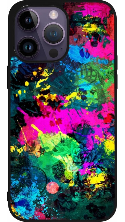 iPhone 15 Pro Max Case Hülle - Silikon schwarz Splash paint