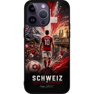 Coque iPhone 15 Pro Max - Silicone rigide noir Football Schweiz splash 2026