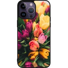 Coque iPhone 15 Pro Max - Silicone rigide noir Bouquet of tulips Spring 2026