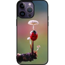 Coque iPhone 15 Pro Max - Silicone rigide noir Ladybird on a mushroom Spring 2026