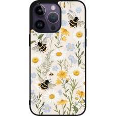 iPhone 15 Pro Max Case Hülle - Silikon schwarz Pattern bees Spring 2026
