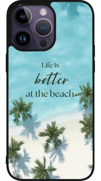 iPhone 15 Pro Max Case Hülle - Silikon schwarz Summer 2025 Life is better at the beach