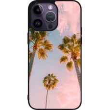 Coque iPhone 15 Pro Max - Silicone rigide noir Summer 2025 Palmiers