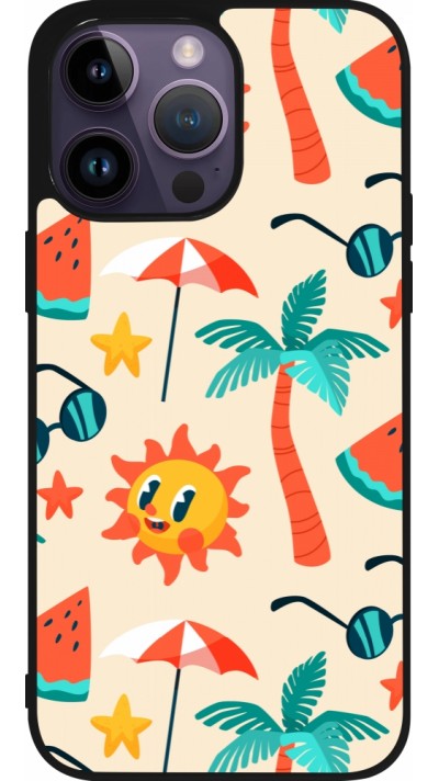 iPhone 15 Pro Max Case Hülle - Silikon schwarz Summer 2025 Pattern soleil