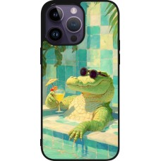 iPhone 15 Pro Max Case Hülle - Silikon schwarz Crocodile in the swimming pool Summer 2026