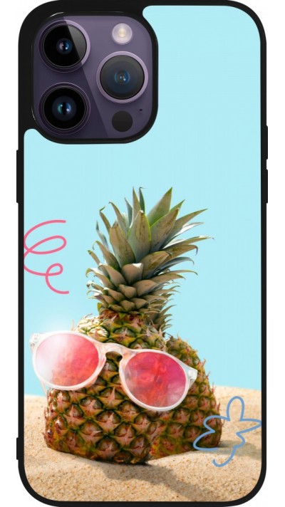 iPhone 15 Pro Max Case Hülle - Silikon schwarz Pineapple with glasses Summer 2026