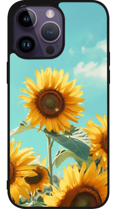 iPhone 15 Pro Max Case Hülle - Silikon schwarz Sunflowers Summer 2026