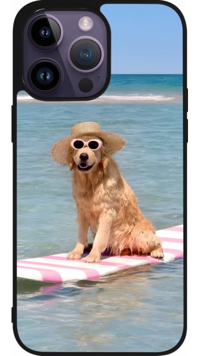 iPhone 15 Pro Max Case Hülle - Silikon schwarz Summer Dog on Paddle
