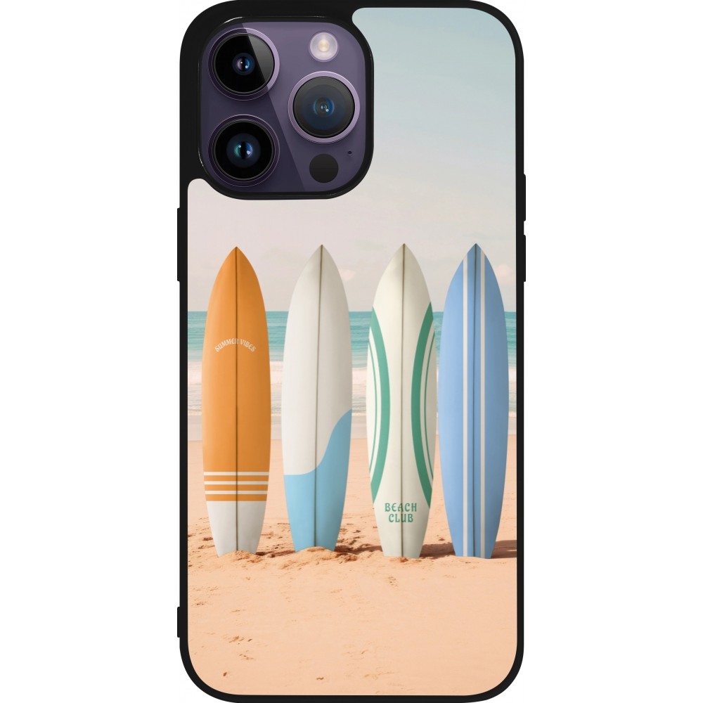 iPhone 15 Pro Max Case Hülle - Silikon schwarz Summer surfboard 2025