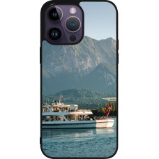 Coque iPhone 15 Pro Max - Silicone rigide noir Fête Nationale Suisse Bateau Leman