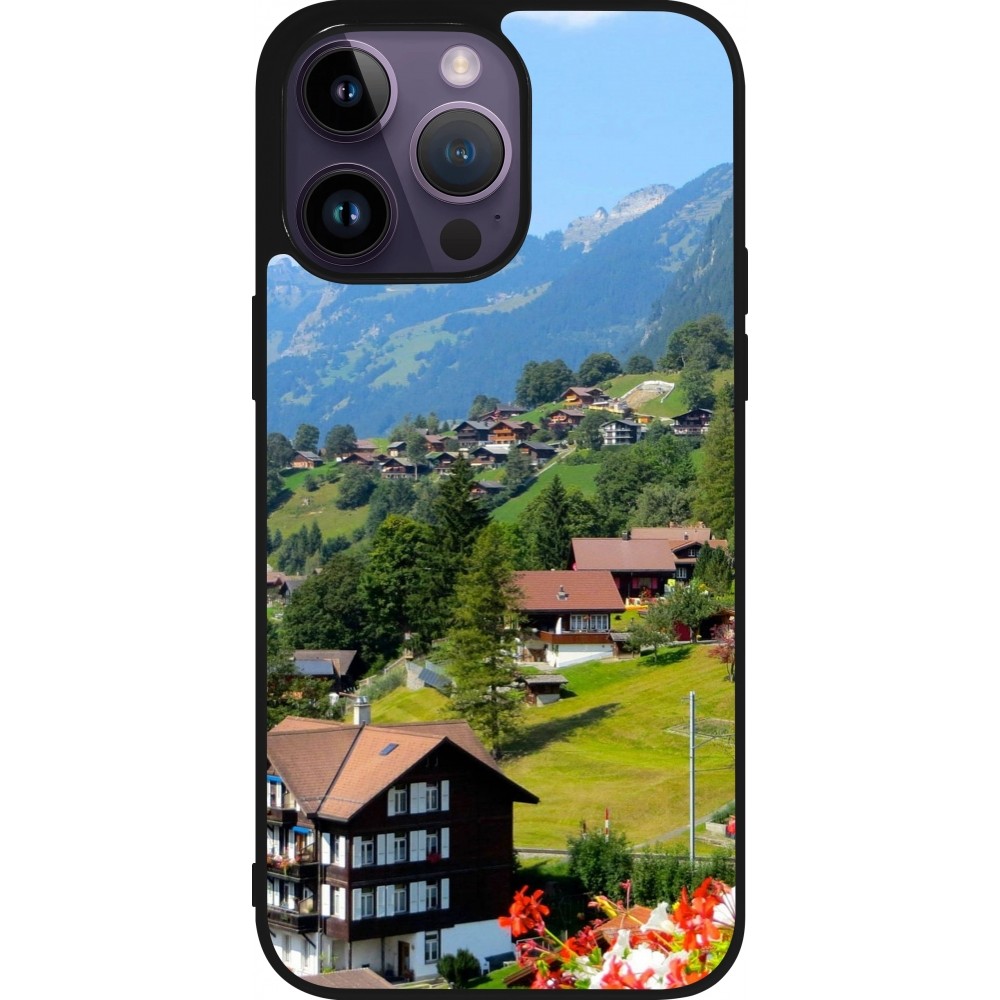 iPhone 15 Pro Max Case Hülle - Silikon schwarz  Nationalfeiertag Schweiz Landschaft