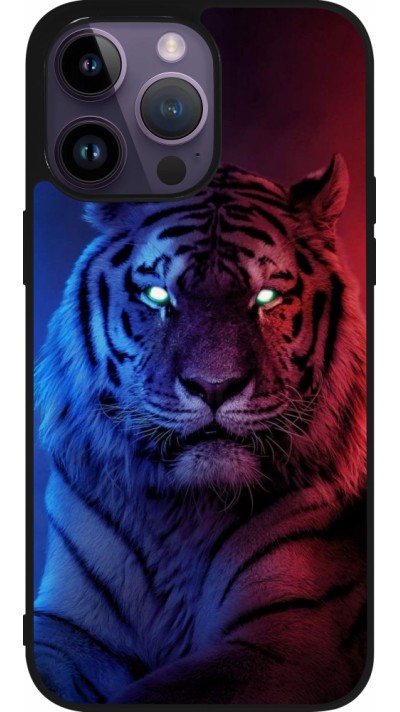 iPhone 15 Pro Max Case Hülle - Silikon schwarz Tiger Blue Red