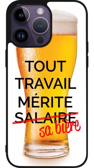 iPhone 15 Pro Max Case Hülle - Silikon schwarz Tout travail mérite sa bière