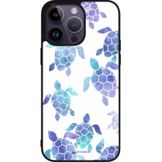 iPhone 15 Pro Max Case Hülle - Silikon schwarz Turtles pattern watercolor