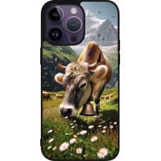 iPhone 15 Pro Max Case Hülle - Silikon schwarz Kuh Berg Wallis