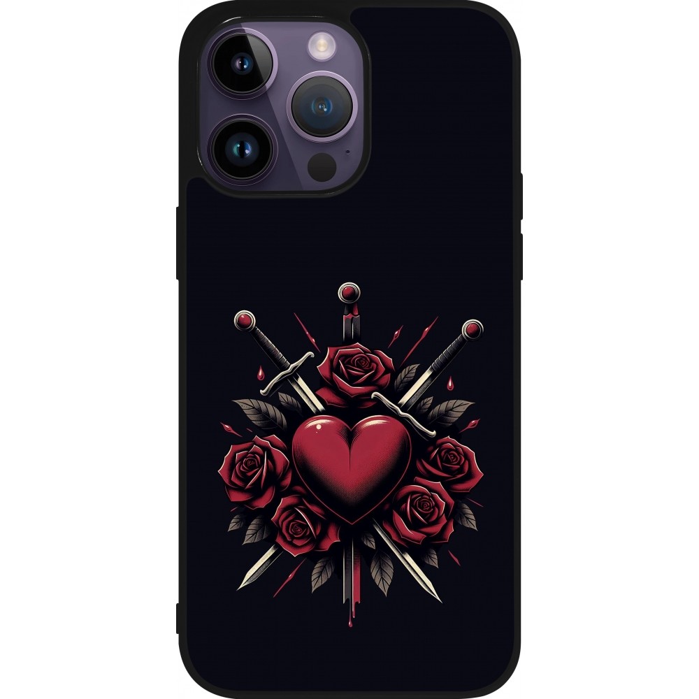 Coque iPhone 15 Pro Max - Silicone rigide noir Valentine 2024 gothic love