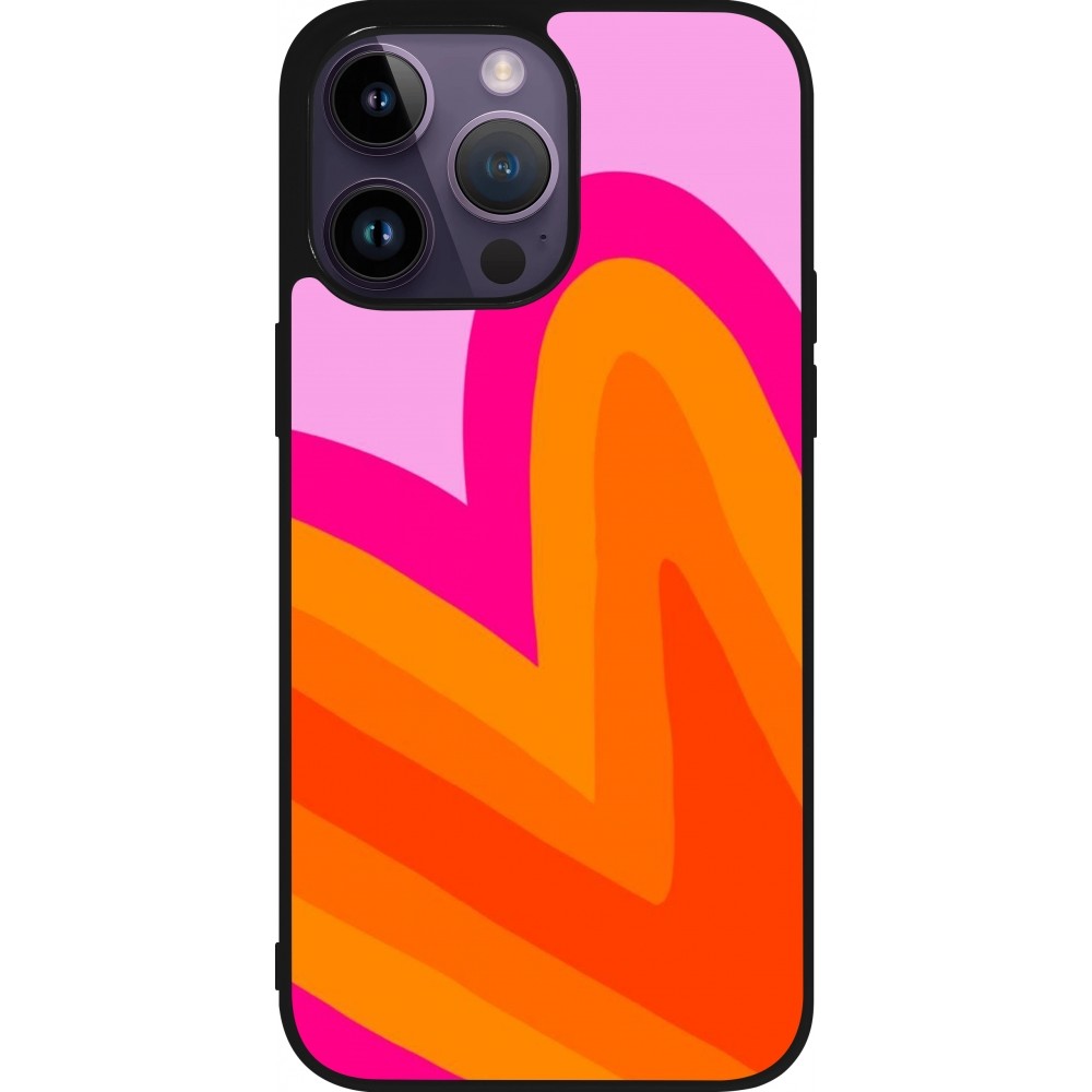 iPhone 15 Pro Max Case Hülle - Silikon schwarz Valentine 2024 heart gradient