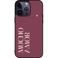 Coque iPhone 15 Pro Max - Silicone rigide noir Valentine 2024 mucho amor rosado