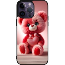 iPhone 15 Pro Max Case Hülle - Silikon schwarz Valentin 2024 Rosaroter Teddybär