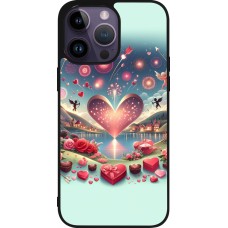 Coque iPhone 15 Pro Max - Silicone rigide noir Valentine 2025 Chic