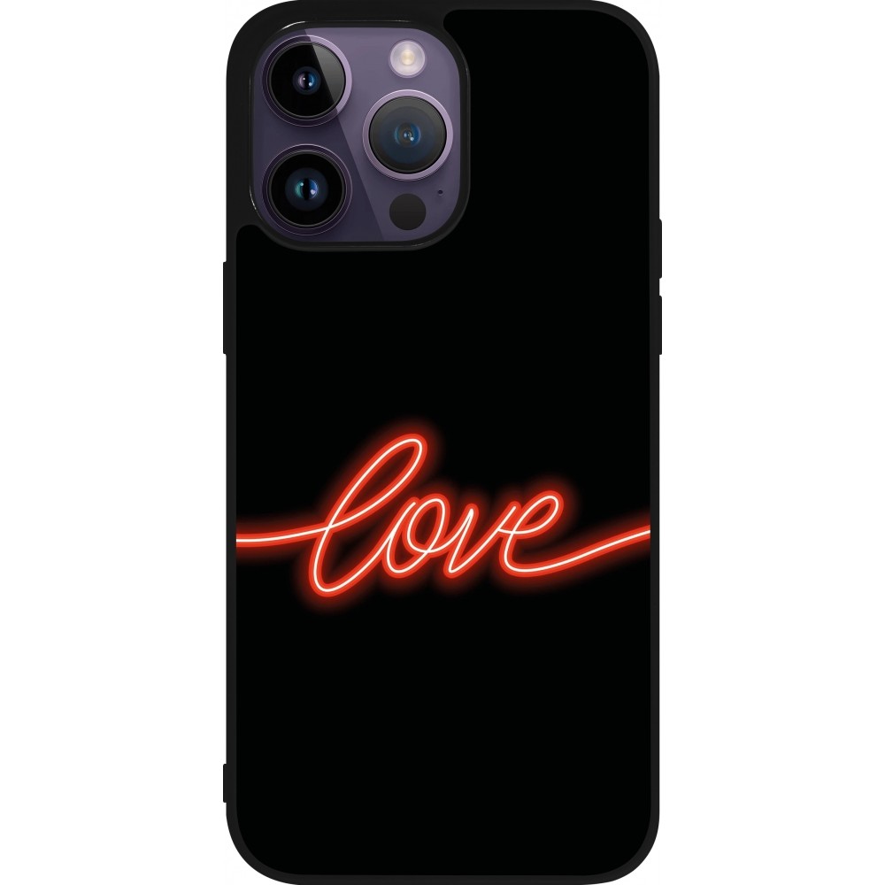 iPhone 15 Pro Max Case Hülle - Silikon schwarz Valentine 2023 neon love