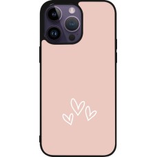 Coque iPhone 15 Pro Max - Silicone rigide noir Valentine 2023 three minimalist hearts