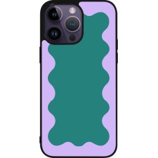 iPhone 15 Pro Max Case Hülle - Silikon schwarz Wavy Rectangle Green Purple