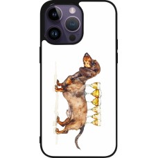 Coque iPhone 15 Pro Max - Silicone rigide noir Wine Teckel